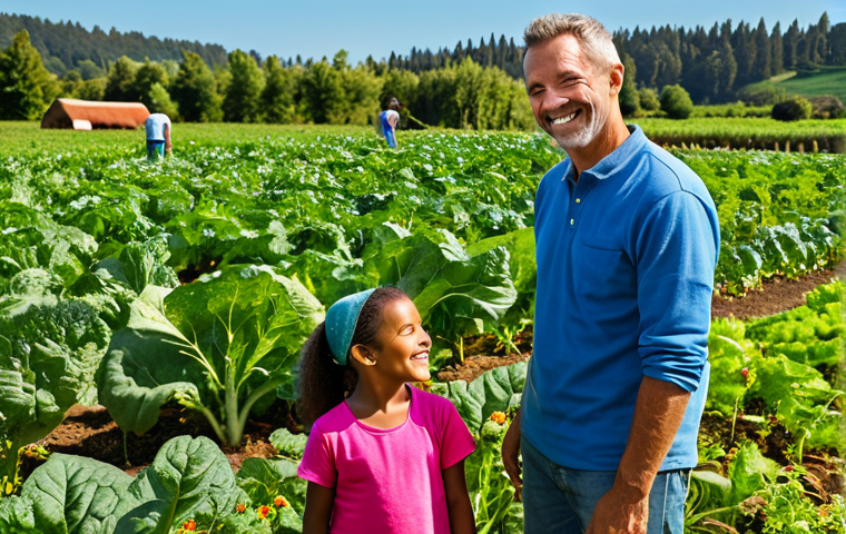 유기농업 생태적 이점 - Soil Health**

"Close-up of healthy soil teeming with earthworms and visible microbial activity, roo...