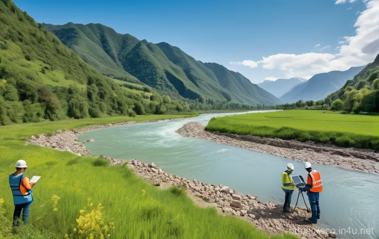 현장 조사 기법 - Image Prompt 1: Disaster Prevention Survey with Advanced Technology**