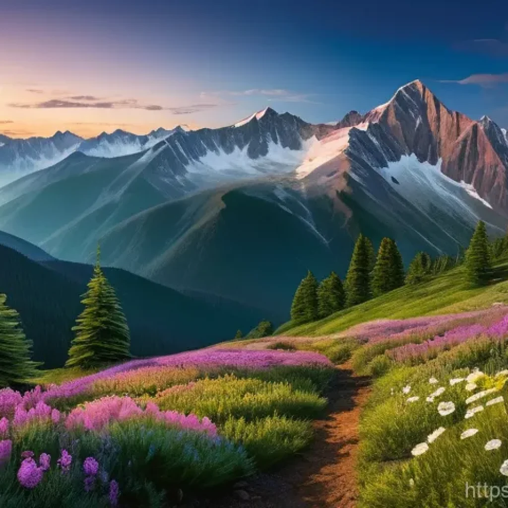 고산 지대 생태 - **Prompt 1: A breathtaking panoramic view of a high-altitude mountain range.** The scene depicts maj...