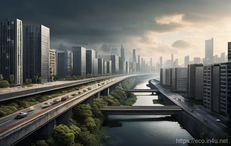 도시화와 생태 변화 - **Prompt 1: The Encroaching Concrete Jungle**
A stark contrast scene depicting a rapidly urbaniz...