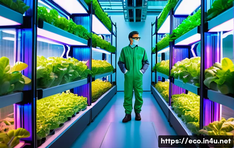 친환경 기술 개발 - **Prompt 1: Sustainable Smart Farm of the Future**
A wide shot of a futuristic, pristine smart f...